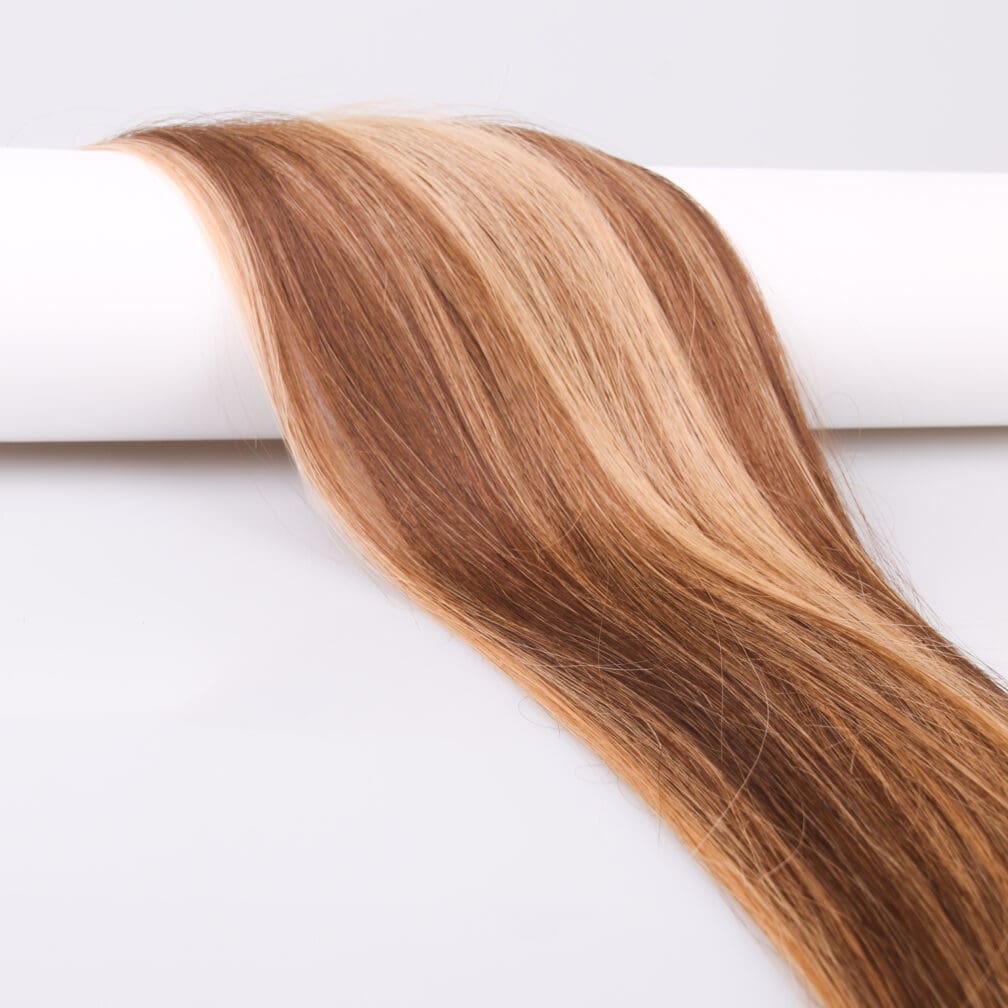 #5/27 Caramel Highlights and Light Ash Brown 16" Remy Invisible Tapes - Image 2
